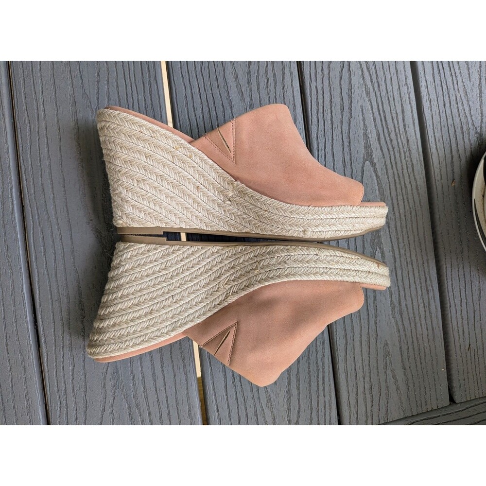 Dolce Vita Dixon Women’s 8.5 Blush Faux Suede Slip On Wedge Heel Sandals Shoes - Picture 4 of 12